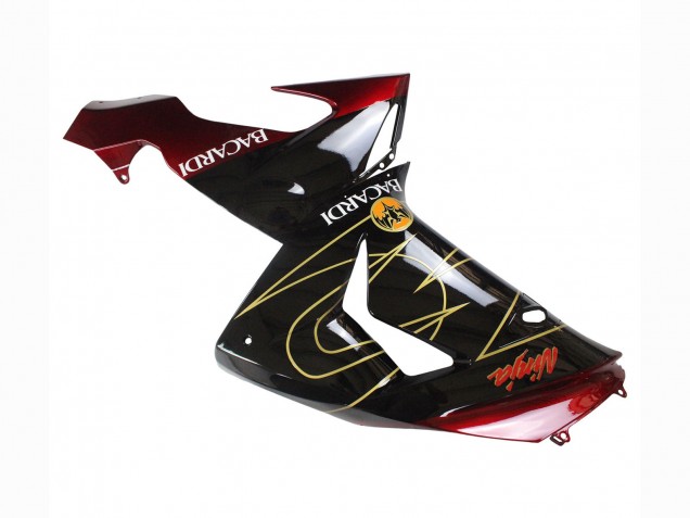 2006-2007 Kawasaki ZX10R Motorcycle Fairings - Black Red Gold BACARDI UK Manufacturers