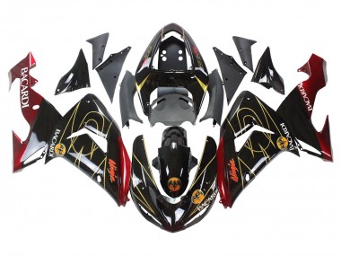 2006-2007 Kawasaki ZX10R Motorcycle Fairings - Black Red Gold BACARDI UK Manufacturers