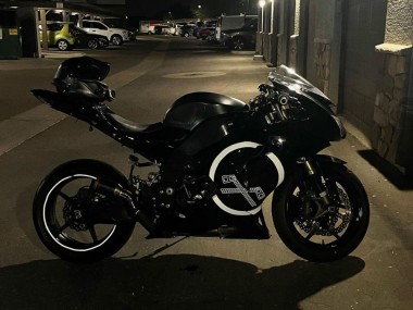 2006-2007 Kawasaki ZX10R Motorcycle Fairings - Glossy Black White Circle UK Manufacturers