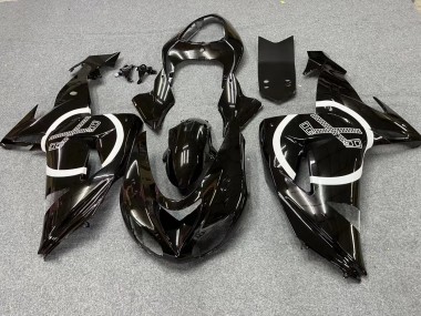 2006-2007 Kawasaki ZX10R Motorcycle Fairings - Glossy Black White Circle UK Manufacturers