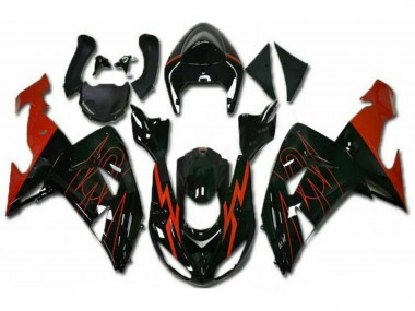 2006-2007 Kawasaki ZX10R Motorcycle Fairings - Glossy Black Red UK Manufacturers