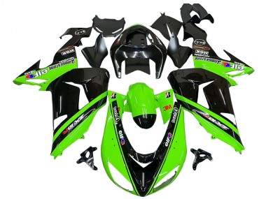 2006-2007 Kawasaki ZX10R Motorcycle Fairings - Green Black Elf Touch4 3M UK Manufacturers