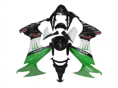 2008-2010 Kawasaki ZX10R Motorcycle Fairings - Glossy Black White Green Monster UK Manufacturers
