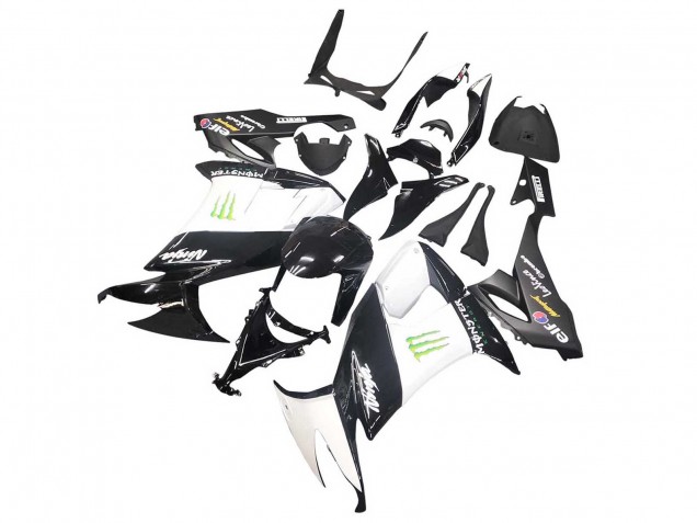 2008-2010 Kawasaki ZX10R Motorcycle Fairings - Glossy Black White Green Monster Elf UK Manufacturers