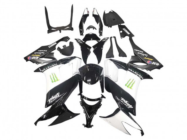 2008-2010 Kawasaki ZX10R Motorcycle Fairings - Glossy Black White Green Monster Elf UK Manufacturers