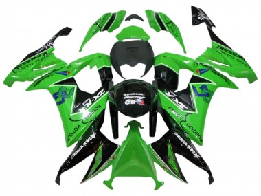 2008-2010 Kawasaki ZX10R Motorcycle Fairings - Green Glossy Black Rosciou Hotels UK Manufacturers