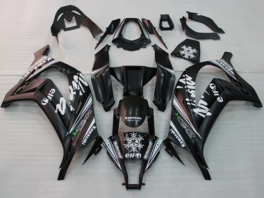 2011-2015 Kawasaki ZX10R Motorcycle Fairings - Glossy Black White Elf Snow Decal UK Manufacturers