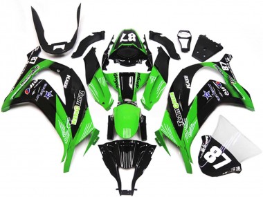 2011-2015 Kawasaki ZX10R Motorcycle Fairings - Green Glossy Black Blue Star Team Green 87 UK Manufacturers