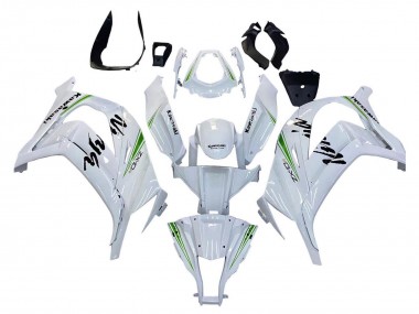 2011-2015 Kawasaki ZX10R Motorcycle Fairings - White Green Stripe Black Ninja UK Manufacturers
