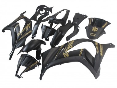 2011-2015 Kawasaki ZX10R Motorcycle Fairings - Matte Black Gold Snow Elf UK Manufacturers