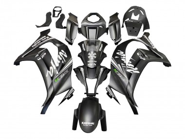 2011-2015 Kawasaki ZX10R Motorcycle Fairings - Matte Black Green Elf UK Manufacturers