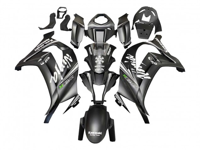 2011-2015 Kawasaki ZX10R Motorcycle Fairings - Matte Black Green Elf UK Manufacturers