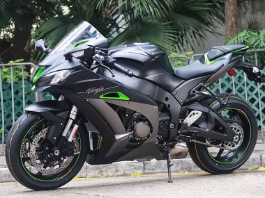 2011-2015 Kawasaki ZX10R Motorcycle Fairings - Matte Black Green White Honeycomb UK Manufacturers