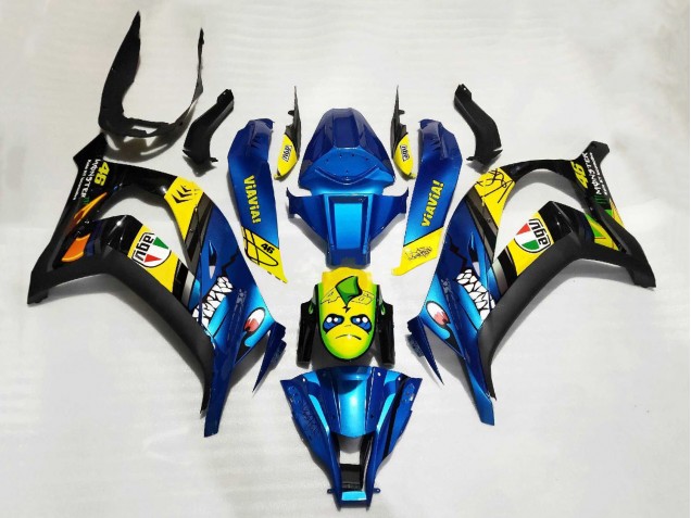 2011-2015 Kawasaki ZX10R Motorcycle Fairings - Blue Yellow Black Shark UK Manufacturers