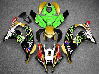 2016-2020 Kawasaki ZX10R Motorcycle Fairings - Green Gold White Red Black Elf Monster UK Manufacturers