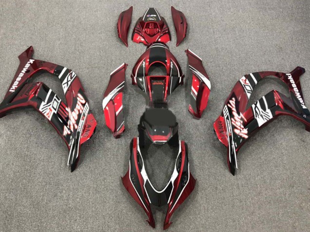 2016-2020 Kawasaki ZX10R Motorcycle Fairings - Maroon Red White Glossy Black UK Manufacturers