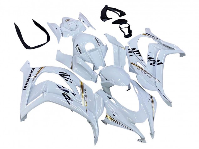 2016-2020 Kawasaki ZX10R Motorcycle Fairings - White Gold Black UK Manufacturers