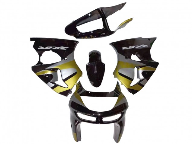 1998-1999 Kawasaki ZX6R Motorcycle Fairings - Glossy Black Silver Yellow UK Manufacturers