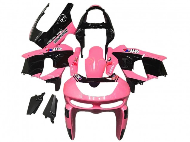 1998-1999 Kawasaki ZX6R Motorcycle Fairings - Pink Glossy Black Elf Bridgestone UK Manufacturers