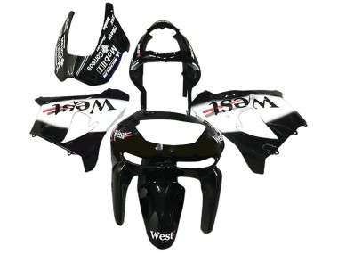 1998-1999 Kawasaki ZX6R Motorcycle Fairings - Glossy Black White West UK Manufacturers