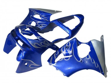 1998-1999 Kawasaki ZX6R Motorcycle Fairings - Blue Silver Flame UK Manufacturers