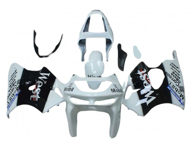 1998-1999 Kawasaki ZX6R Motorcycle Fairings - White Black West Mobil UK Manufacturers
