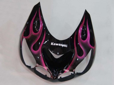 2006-2011 Kawasaki ZX14R ZZR1400 Motorcycle Fairings - Glossy Black Red Pink Flame UK Manufacturers
