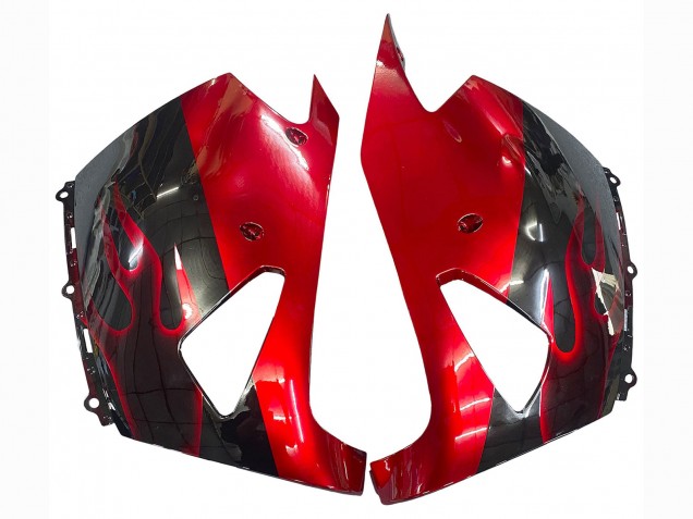2006-2011 Kawasaki ZX14R ZZR1400 Motorcycle Fairing Kits - Glossy Black Red Flame UK Manufacturers