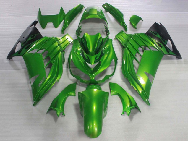 2006-2011 Kawasaki ZX14R ZZR1400 Bike Fairings - Green Glossy Black UK Manufacturers
