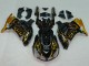 2006-2011 Kawasaki ZX14R ZZR1400 Motorcycle Fairings - Glossy Black Gold Flame UK Manufacturers
