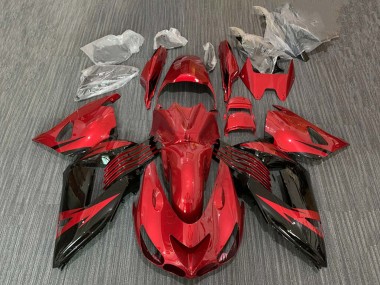 2006-2011 Kawasaki ZX14R ZZR1400 Motorcycle Fairing - Red Glossy Black UK Manufacturers