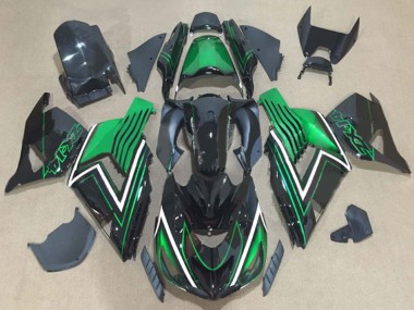 2006-2011 Kawasaki ZX14R ZZR1400 Motorcycle Fairing Kits - Green Glossy Black UK Manufacturers