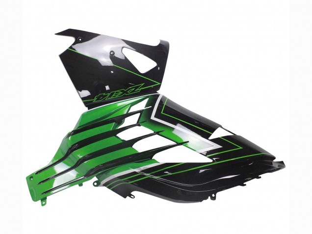2012-2024 Kawasaki ZX14R ZZR1400 Motorcycle Fairings - Green Glossy Black Stripe UK Manufacturers