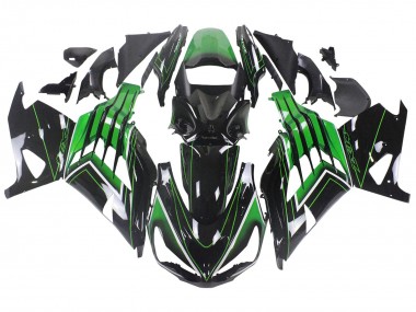 2012-2024 Kawasaki ZX14R ZZR1400 Motorcycle Fairings - Green Glossy Black Stripe UK Manufacturers