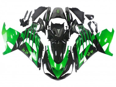 2012-2024 Kawasaki ZX14R ZZR1400 Motorcycle Fairing Kits - Green Glossy Black UK Manufacturers