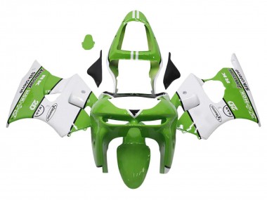 1998-1999 Kawasaki ZX6R Motorcycle Fairings - Green White Black Silkolene Bridgestone UK Manufacturers