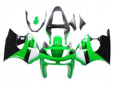 1998-1999 Kawasaki ZX6R Motorcycle Fairings - Green White Glossy Black UK Manufacturers