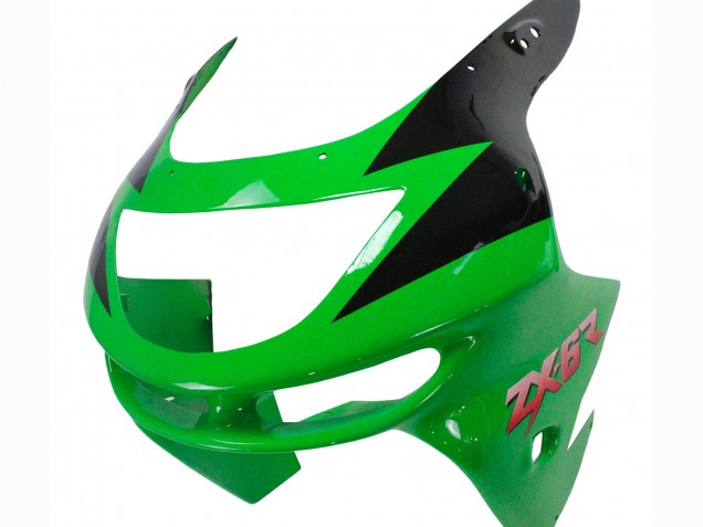 1998-1999 Kawasaki ZX6R Motorcycle Fairings - Green White Glossy Black UK Manufacturers