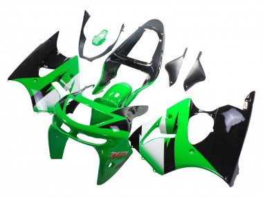 1998-1999 Kawasaki ZX6R Motorcycle Fairings - Green White Glossy Black UK Manufacturers