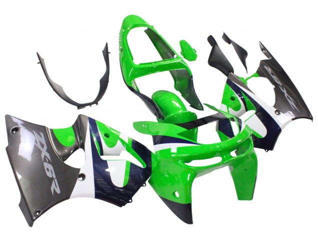 1998-1999 Kawasaki ZX6R Motorcycle Fairings - Green White Dark Blue Silver UK Manufacturers
