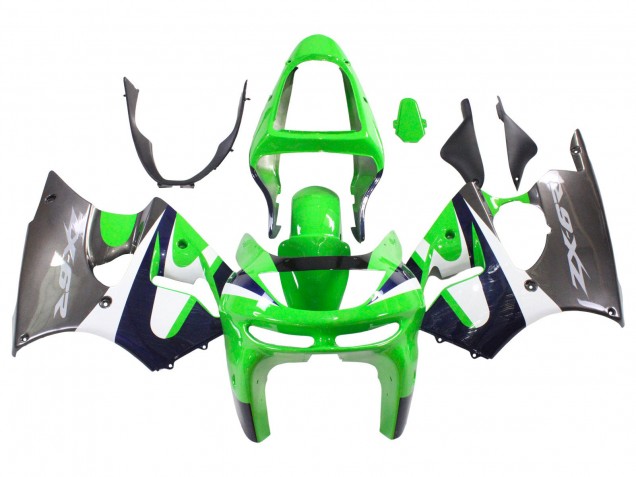 1998-1999 Kawasaki ZX6R Motorcycle Fairings - Green White Dark Blue Silver UK Manufacturers