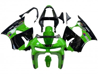 1998-1999 Kawasaki ZX6R Motorcycle Fairings - Green Glossy Black Elf Bridgestone UK Manufacturers