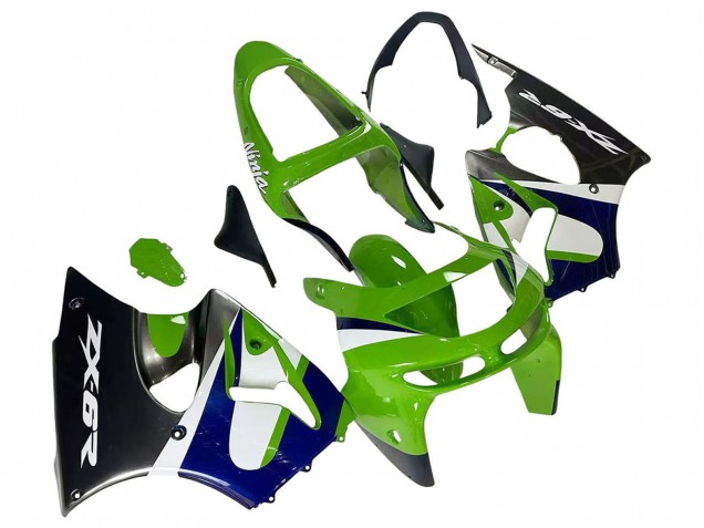 1998-1999 Kawasaki ZX6R Motorcycle Fairings - Green White Blue Silver Glossy Black UK Manufacturers