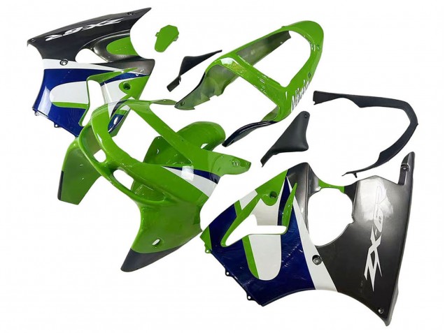 1998-1999 Kawasaki ZX6R Motorcycle Fairings - Green White Blue Silver Glossy Black UK Manufacturers