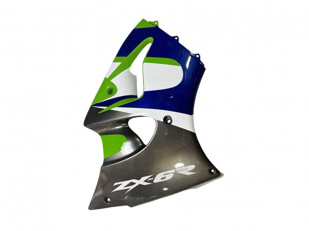 1998-1999 Kawasaki ZX6R Motorcycle Fairings - Green White Blue Silver Glossy Black UK Manufacturers