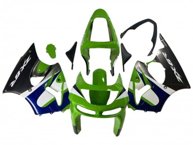 1998-1999 Kawasaki ZX6R Motorcycle Fairings - Green White Blue Silver Glossy Black UK Manufacturers