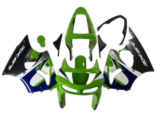 1998-1999 Kawasaki ZX6R Motorcycle Fairings - Green White Blue Silver Glossy Black UK Manufacturers