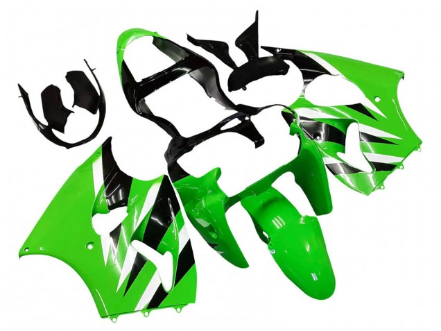 2000-2002 Kawasaki ZX6R Motorcycle Fairings - Green White Black UK Manufacturers