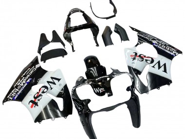 2000-2002 Kawasaki ZX6R Motorcycle Fairings - Glossy Black White West Michelin UK Manufacturers