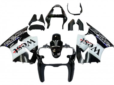 2000-2002 Kawasaki ZX6R Motorcycle Fairings - Glossy Black White West Michelin UK Manufacturers